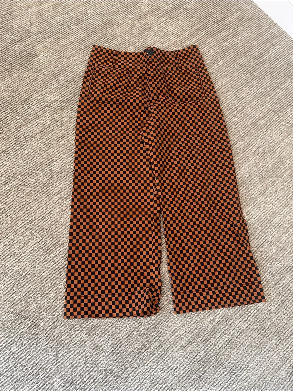 Maeve Black and Brown Maeve “the Colette” Cropped Check Wide-Leg Pants. Size 33 - Picture 1 of 4